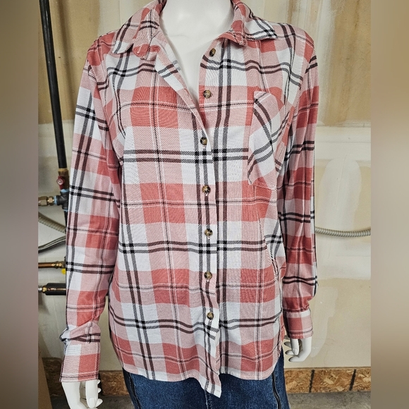 Justice Long Sleeve Plaid Button Down Size L - Picture 11 of 11